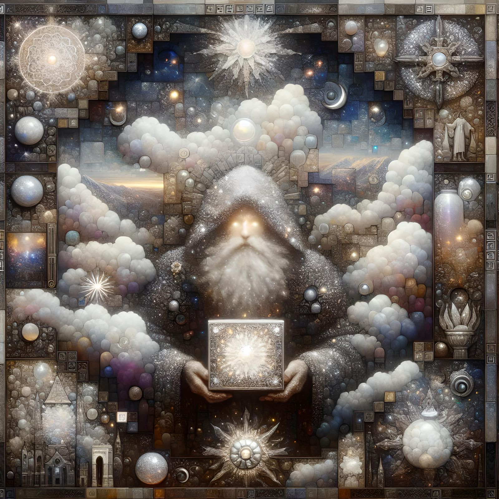 Mystical Faceless Wizard with Puzzle Box