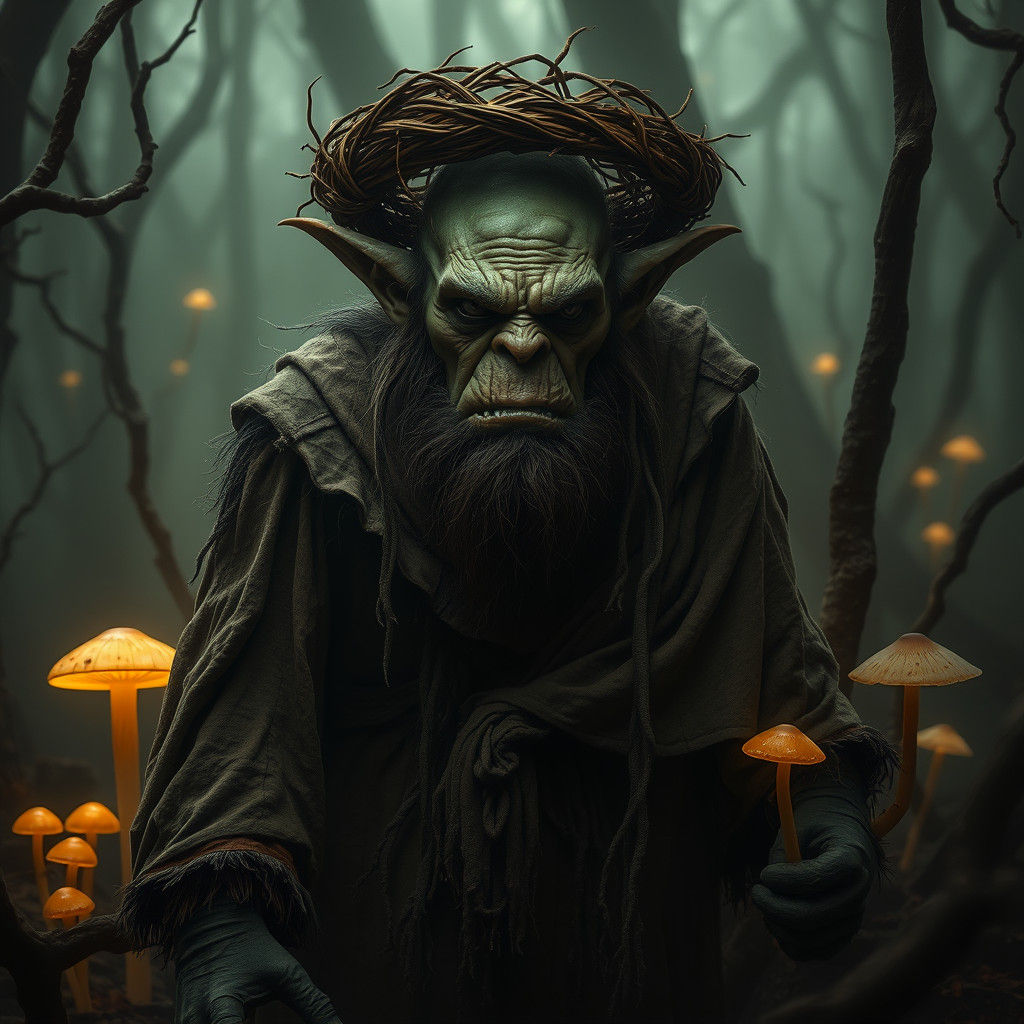 Eerie Ogre in Mystical Forest, Fine Art Photography