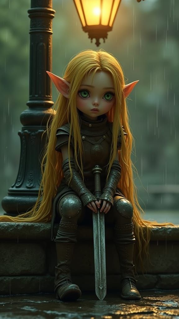 Ethereal Elf Warrior in Whimsical, Watercolor-Inspired Fanta...