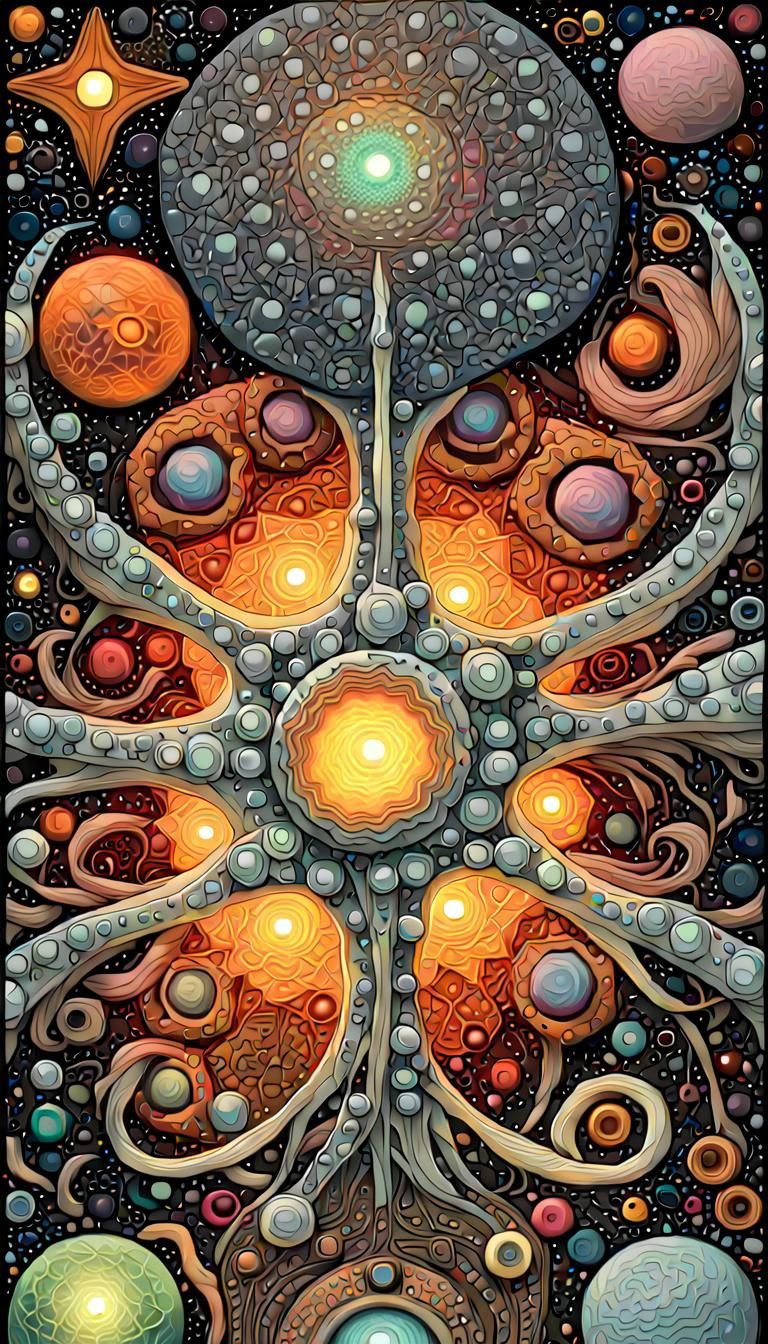 Nebulas in Zentangle Hyperrealism with 3D Effects