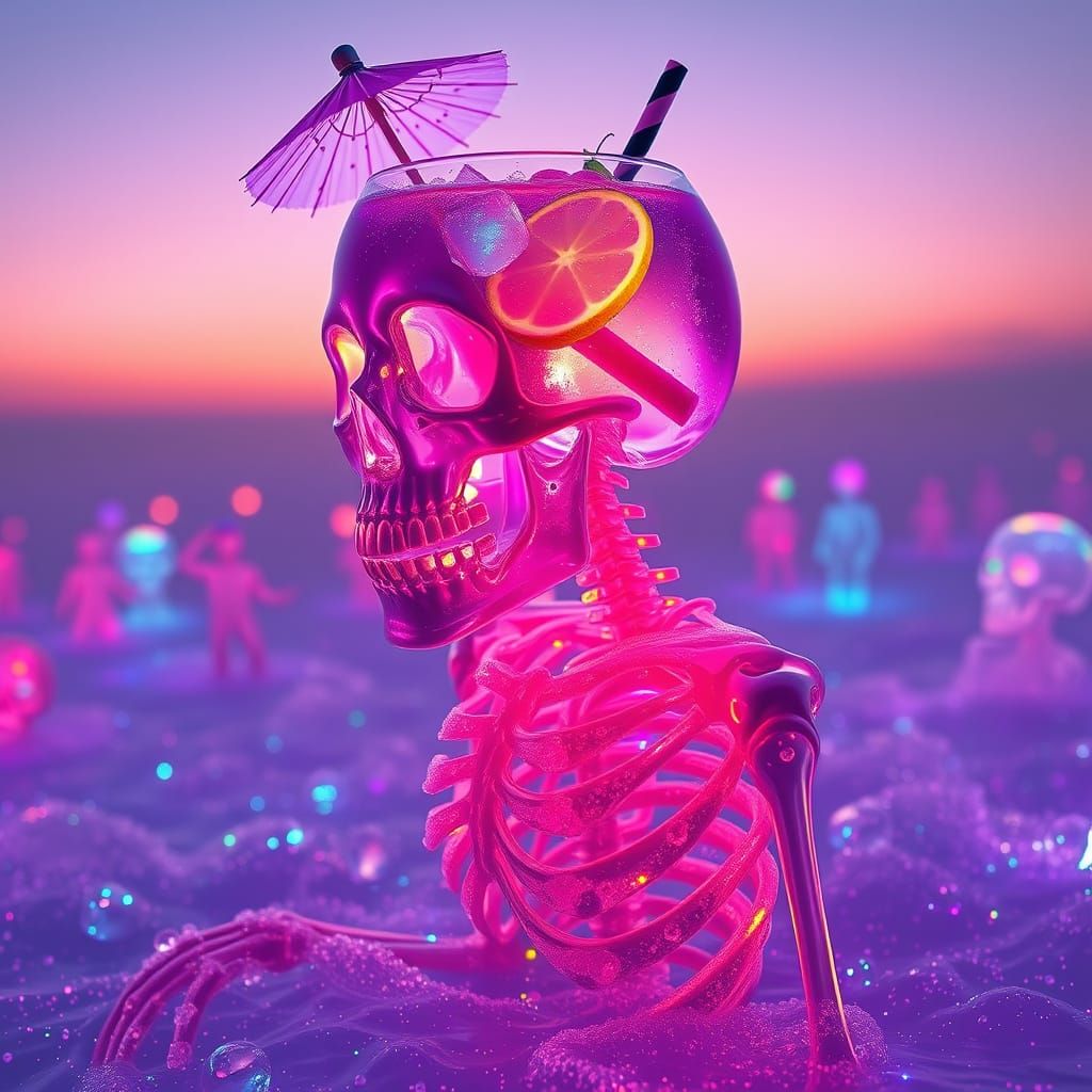 Crystal Skeleton Dances in Sparkling Soda Sea