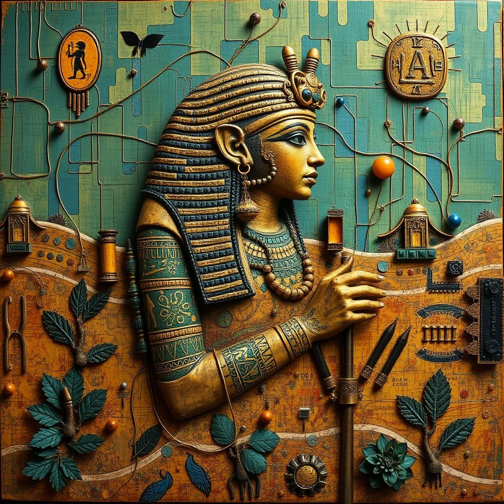 Egyptian Oasis on Organic Motherboard, Klimt Style