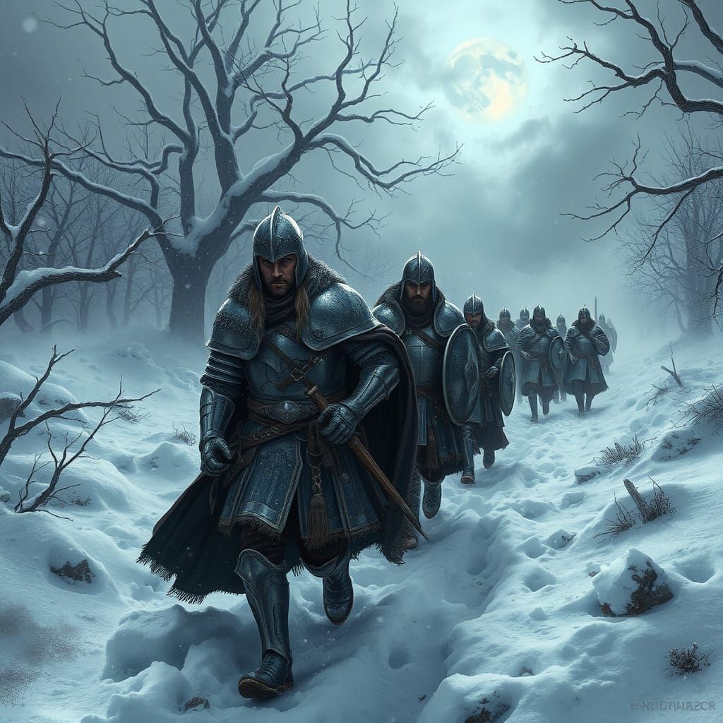 Warriors Brave the Fury of the Storm in Shining Steel Armor