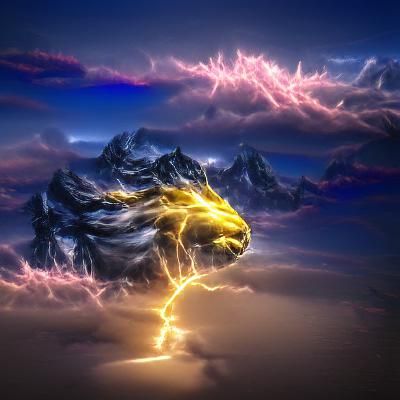 Electric Lion: A Digital Lightning Storm