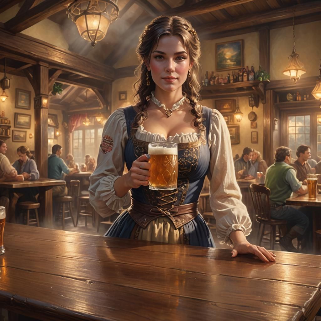 Ethereal Tavern Scene in Digital Art Style