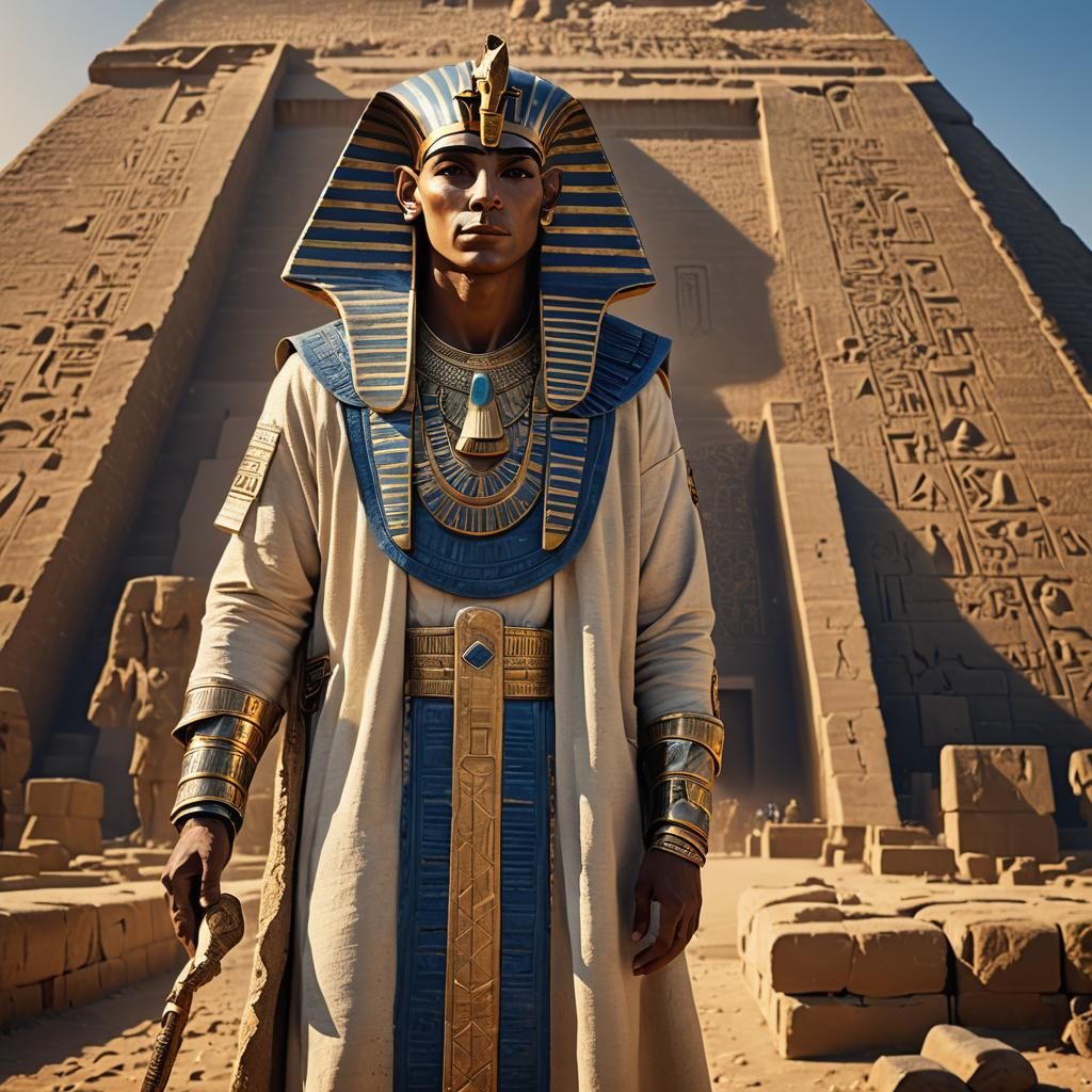 Majestic Pharaoh at the Great Pyramid of Giza