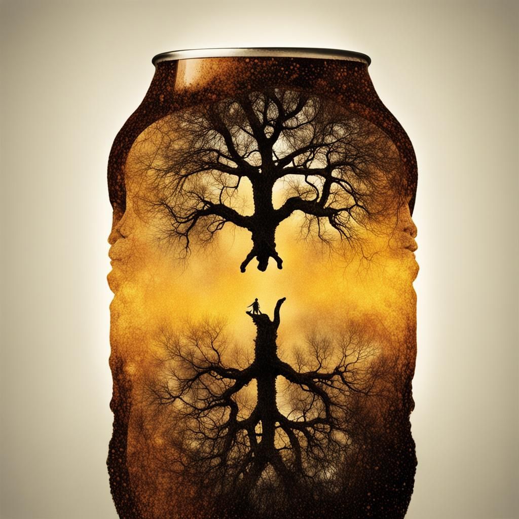 Double Exposure Beer Pretzel Silhouette in HDR