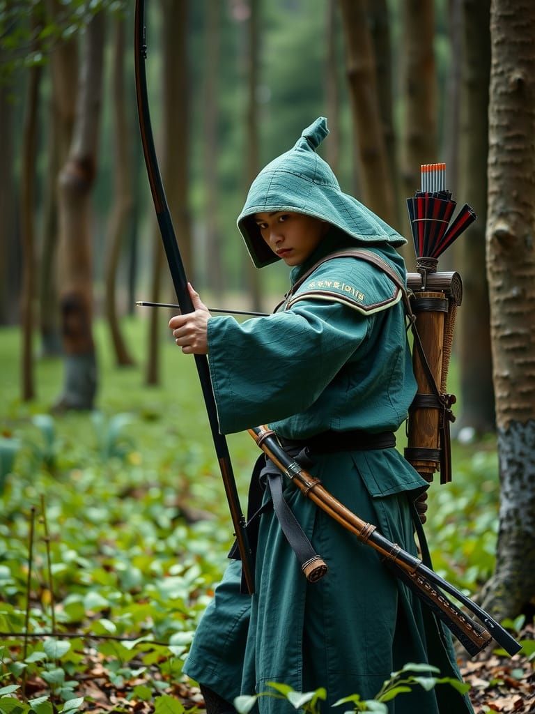 Ronin in Japanese Forest Landscape