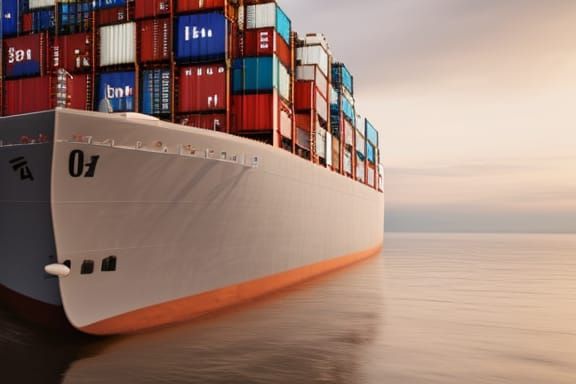 Cargo Ship at Sea