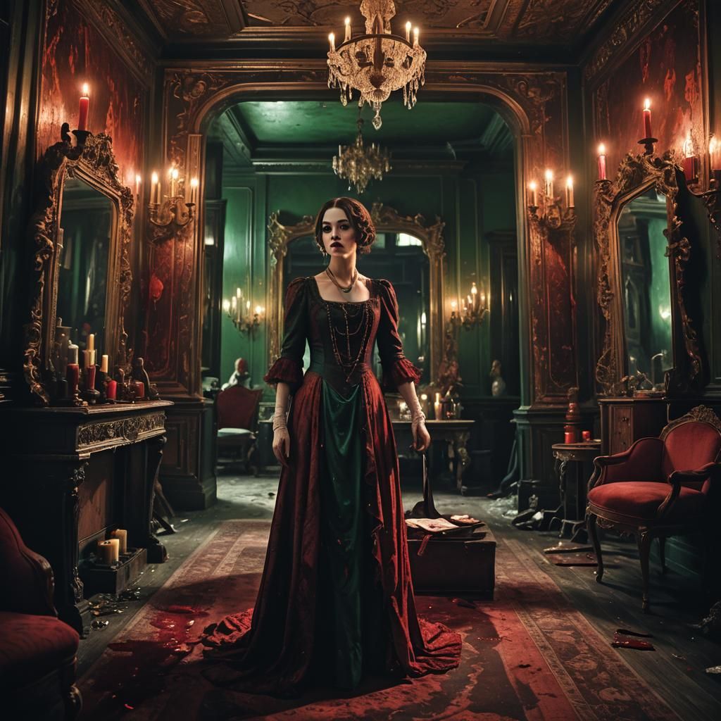 Dark Fantasy Girl in 1920s Bedroom