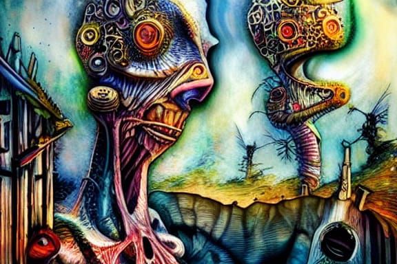 Post-Apocalyptic Town of Lost People: Surreal Art