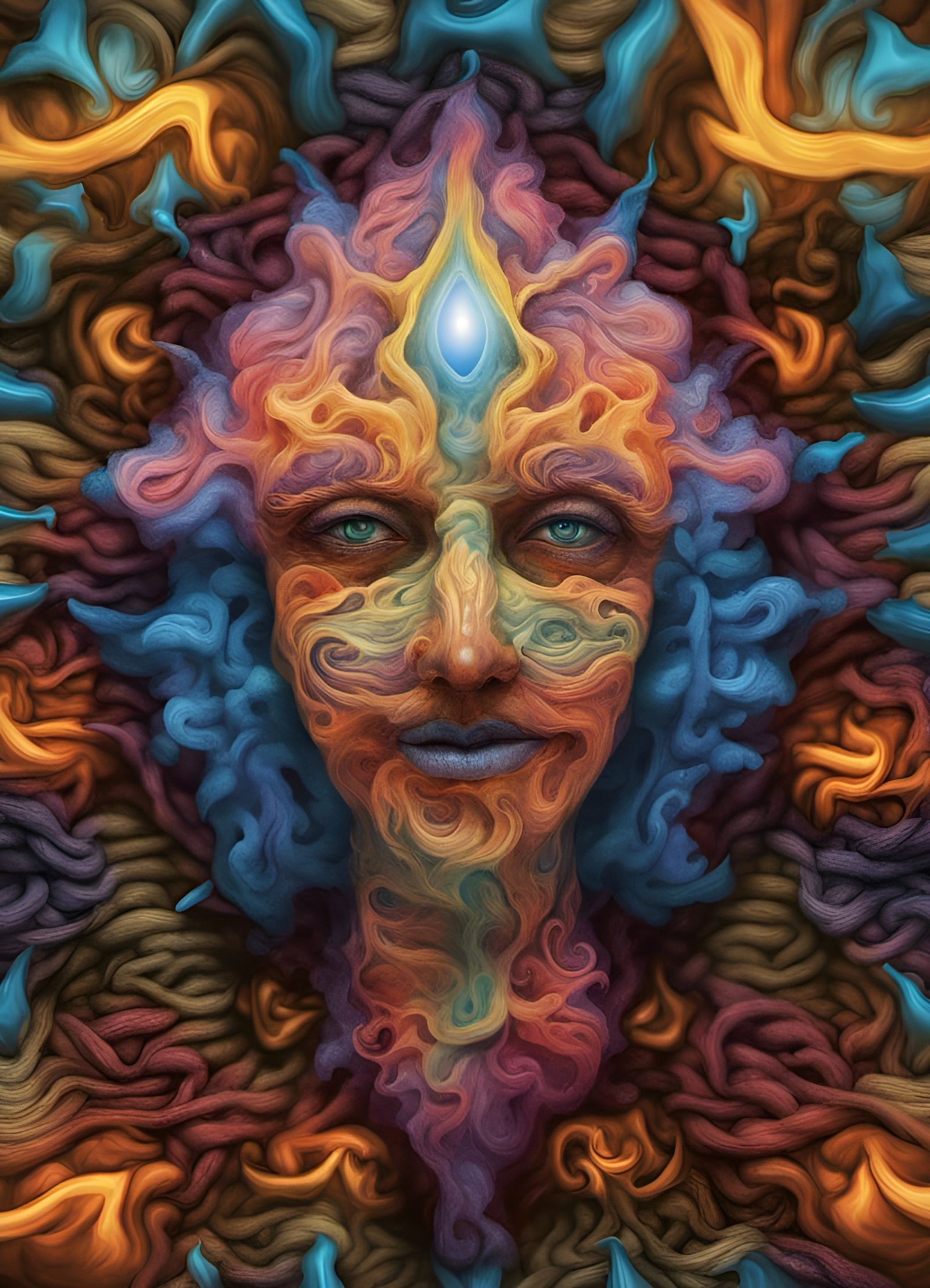 Kaleidoscopic Knitted Glasswork with 3D Embossed Texture