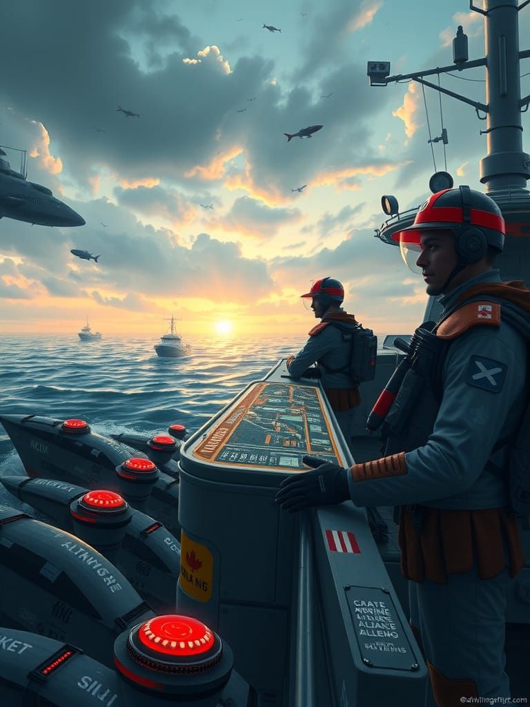 Multinational Coast Guard Operation in Futuristic Seascape