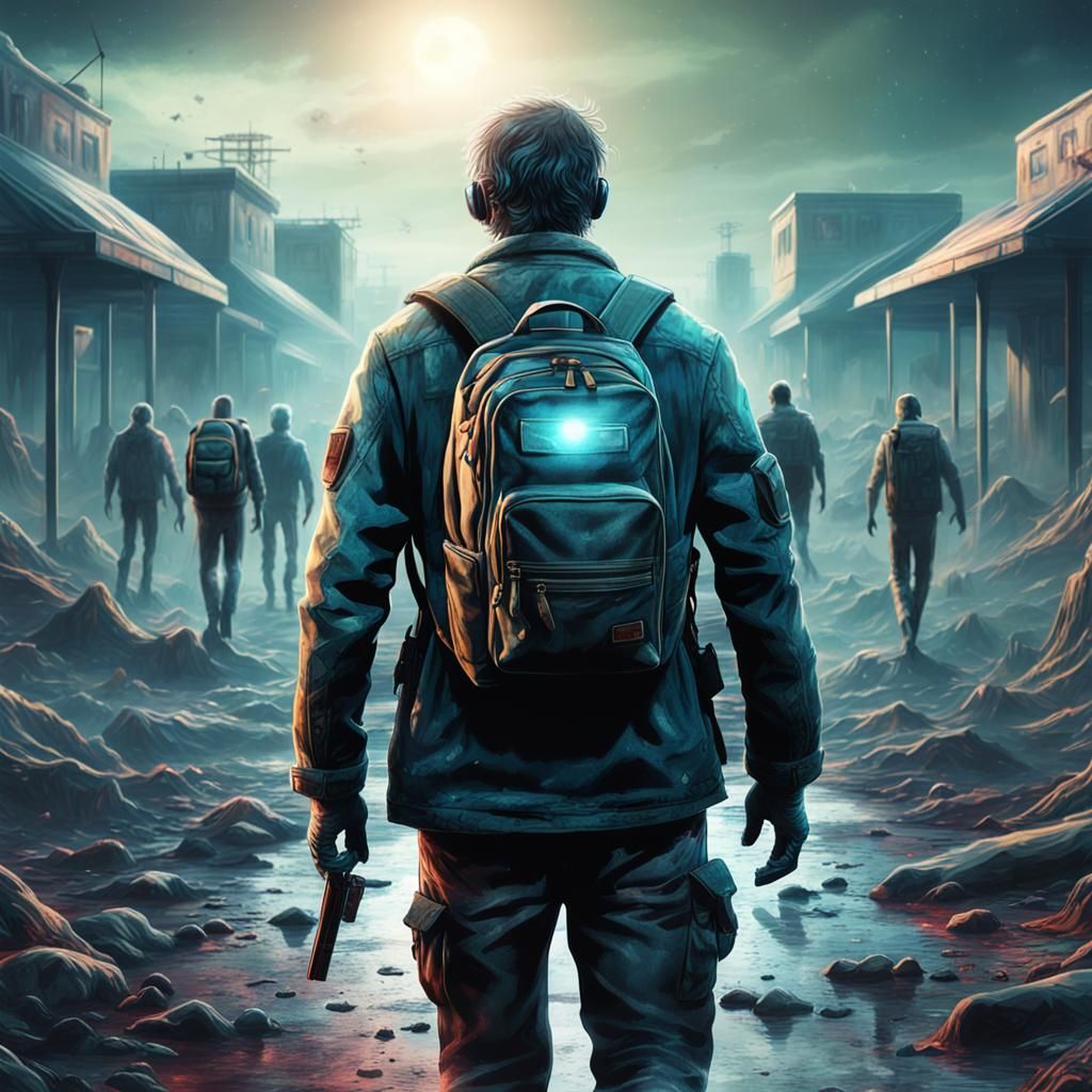 Zombie Apocalypse Survivor in Ruined City