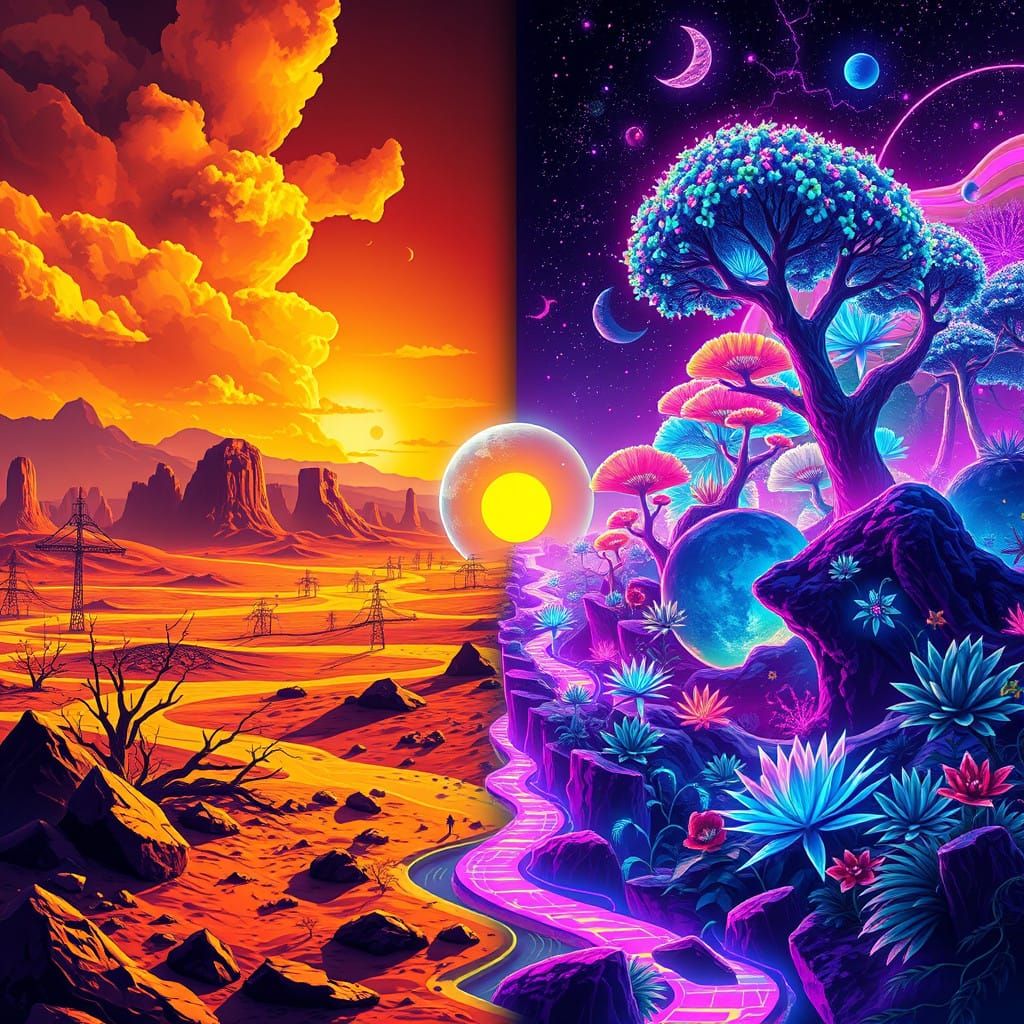 Earth's Rebirth in Vibrant Dichotomy