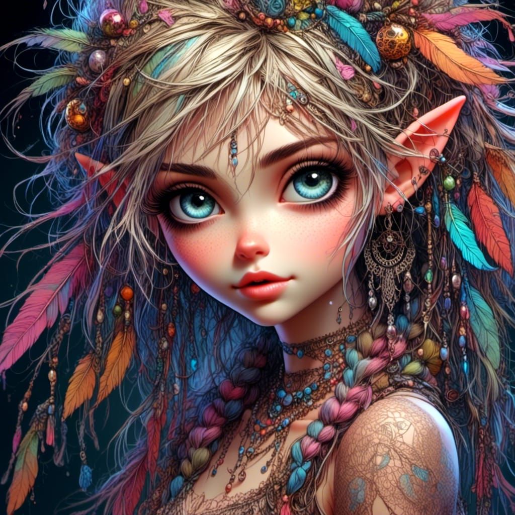 Whimsical Dreamcatcher Pixie in Digital Art Style