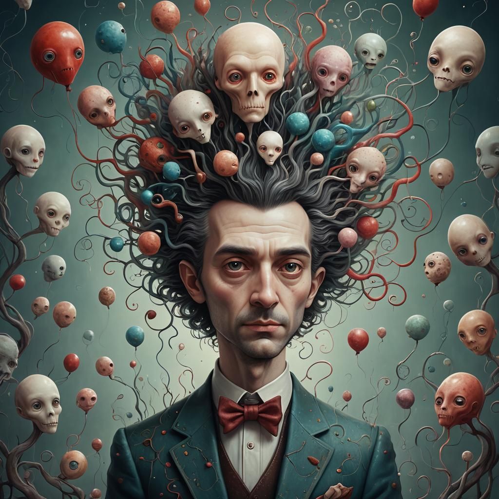 Portrait of a man and his internal voices