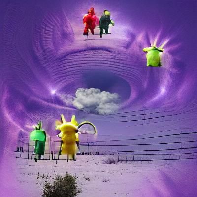 Teletubbies in Green Landscape