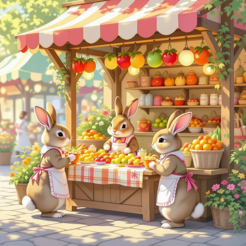 Cute Rabbits at Fantasy Food Stall