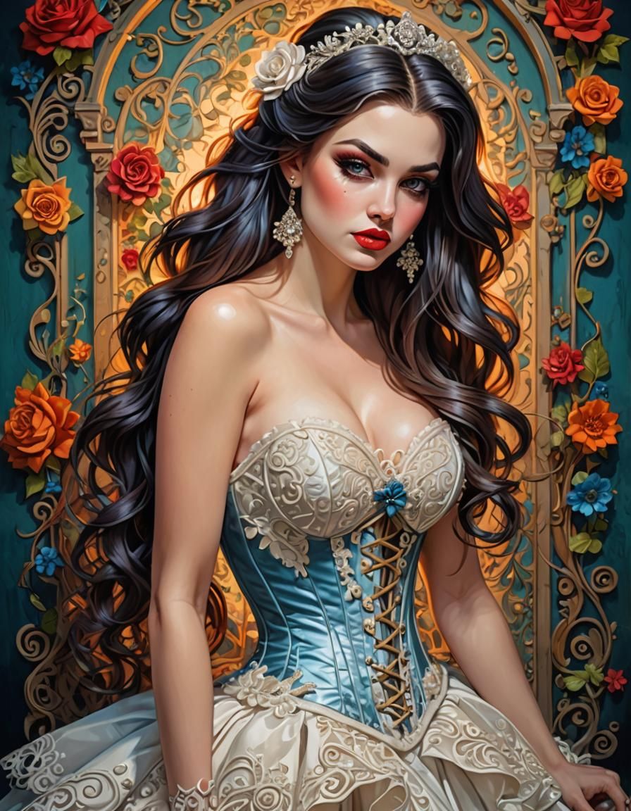 Bridal Pinup with Corset, in Dittman Style