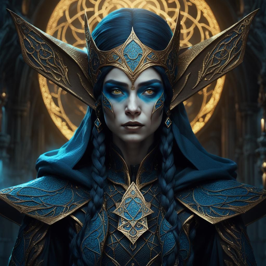 Ensorcelled Gothic Elf Witch Portrait in Digital Painting St...