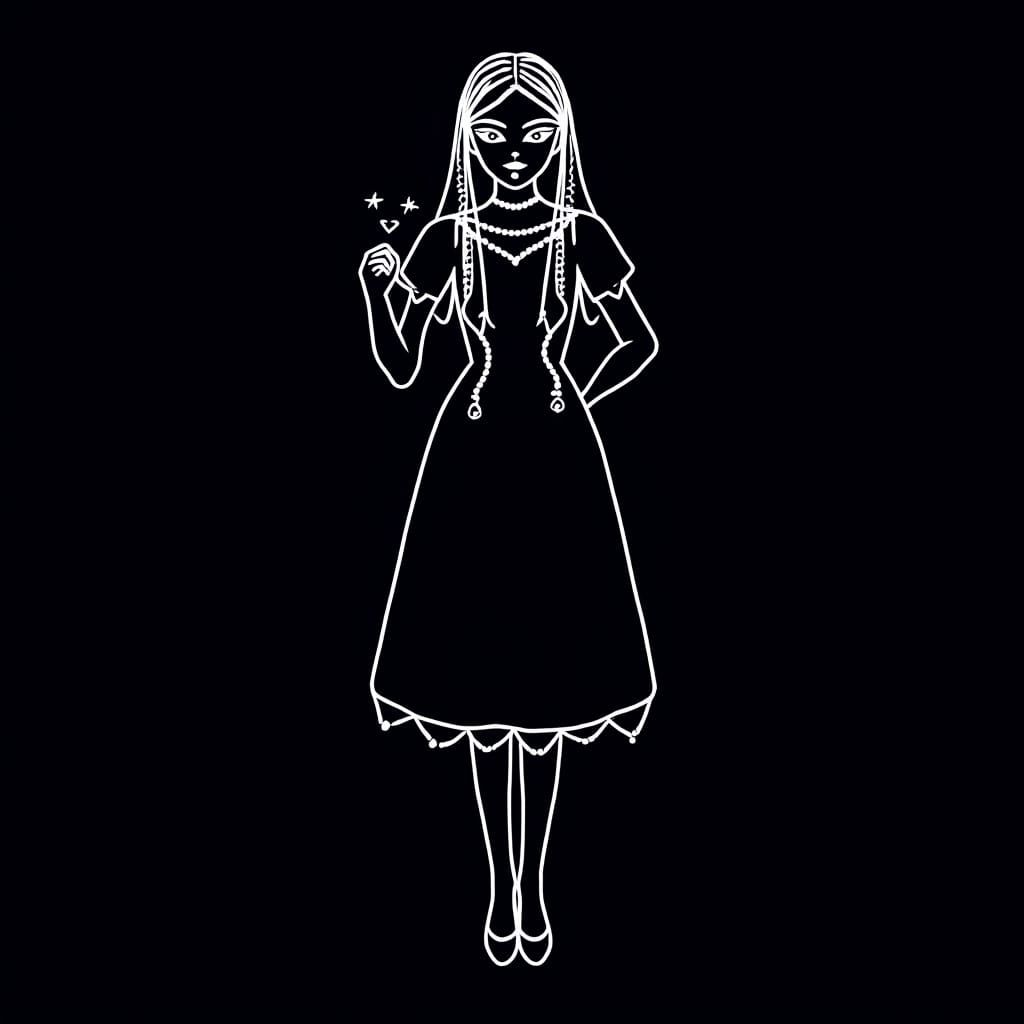 Ethereal Woman Outlined in Pearls, Digital Illustration