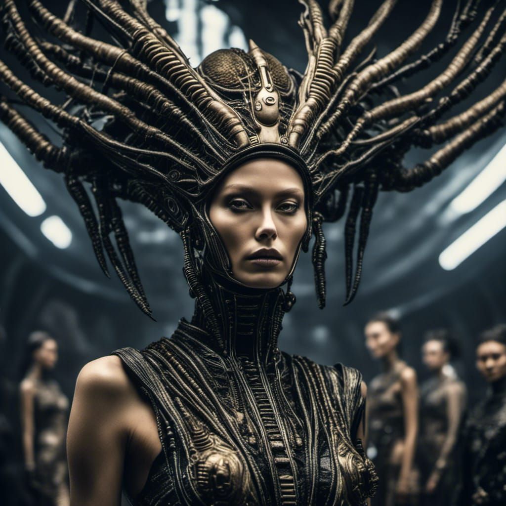 Alien Haute Couture Fashion Show in Vampire Goth Style