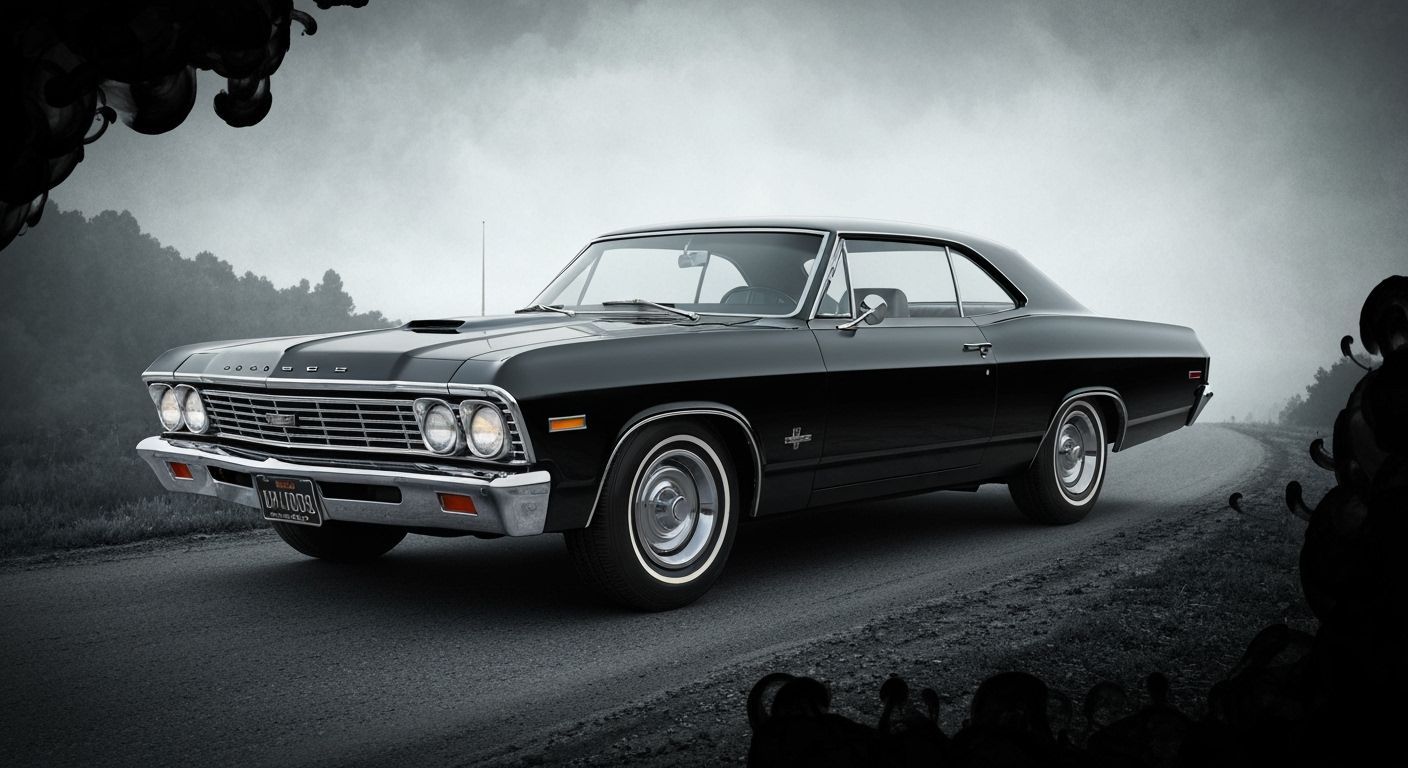 Photorealistic 1967 Chevy Impala on Dark Country Road
