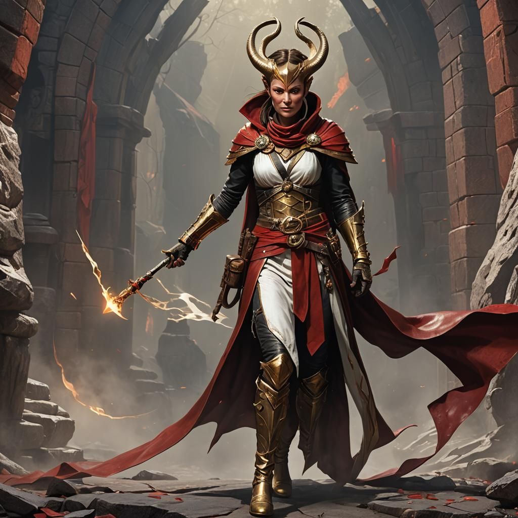 Olivia Wilde as Tiefling Wizard, Dark Fantasy Art