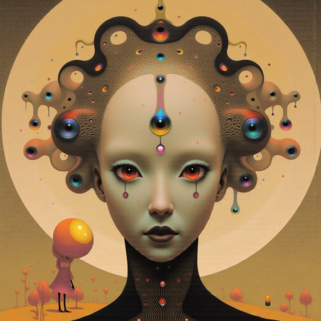 Ethereal Biomechanical Woman in Anime Key Visuals