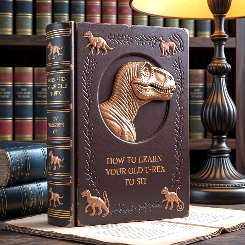Vintage Botanical T-Rex Learning Book Cover