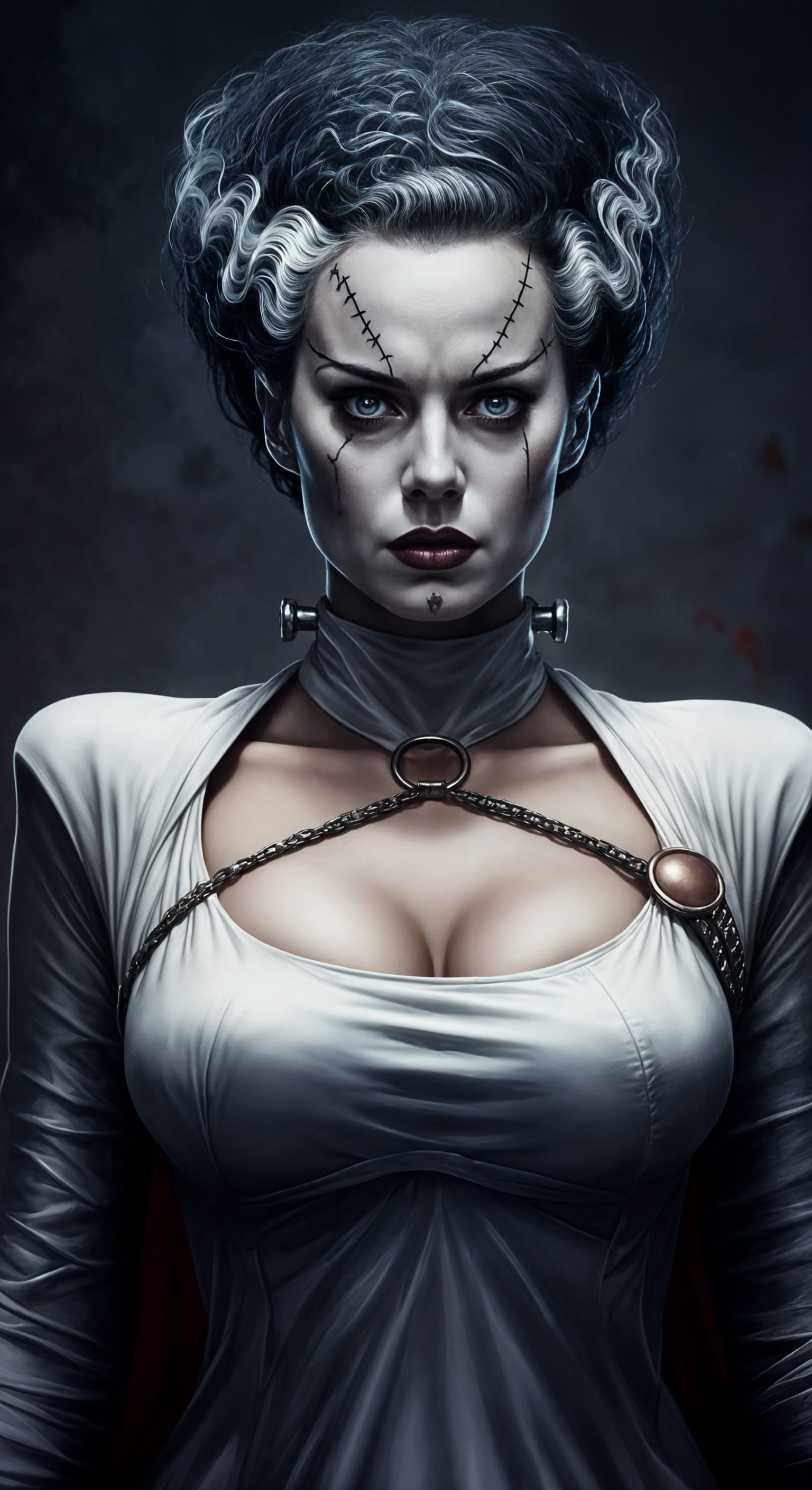 Powergirl as Bride of Frankenstein in Horror Style