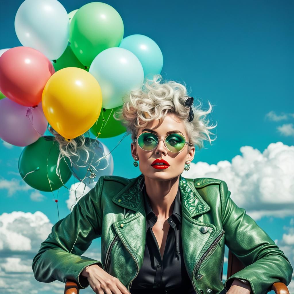 Macro Photo of Young Model with Balloons