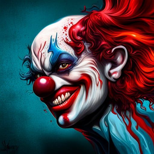 Evil Clown with Blood, Graffiti Art Style