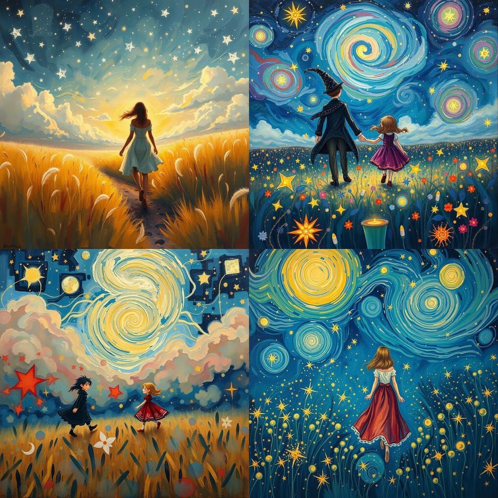Ghibli-Inspired Duo Strolls Under Starry Skies