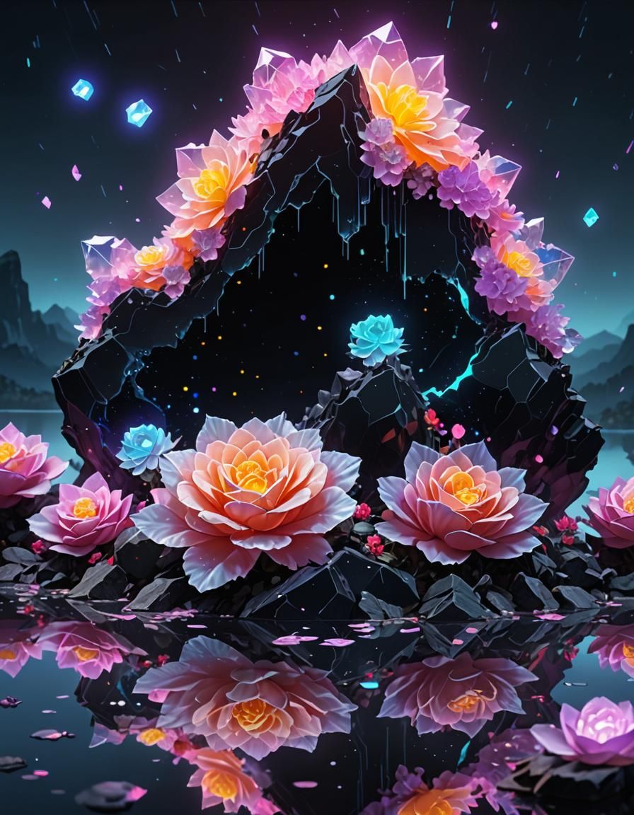 Holographic Crystal Geode in Neon Black Light