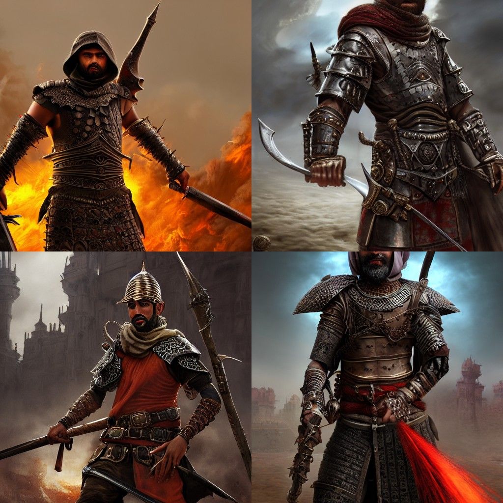 Gothic Muslim Warrior Portrait in Detailed Matte Painting