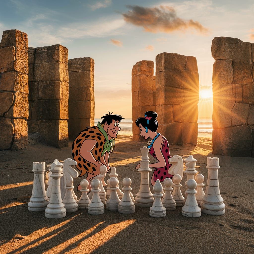 Fred and Wilma playing chess