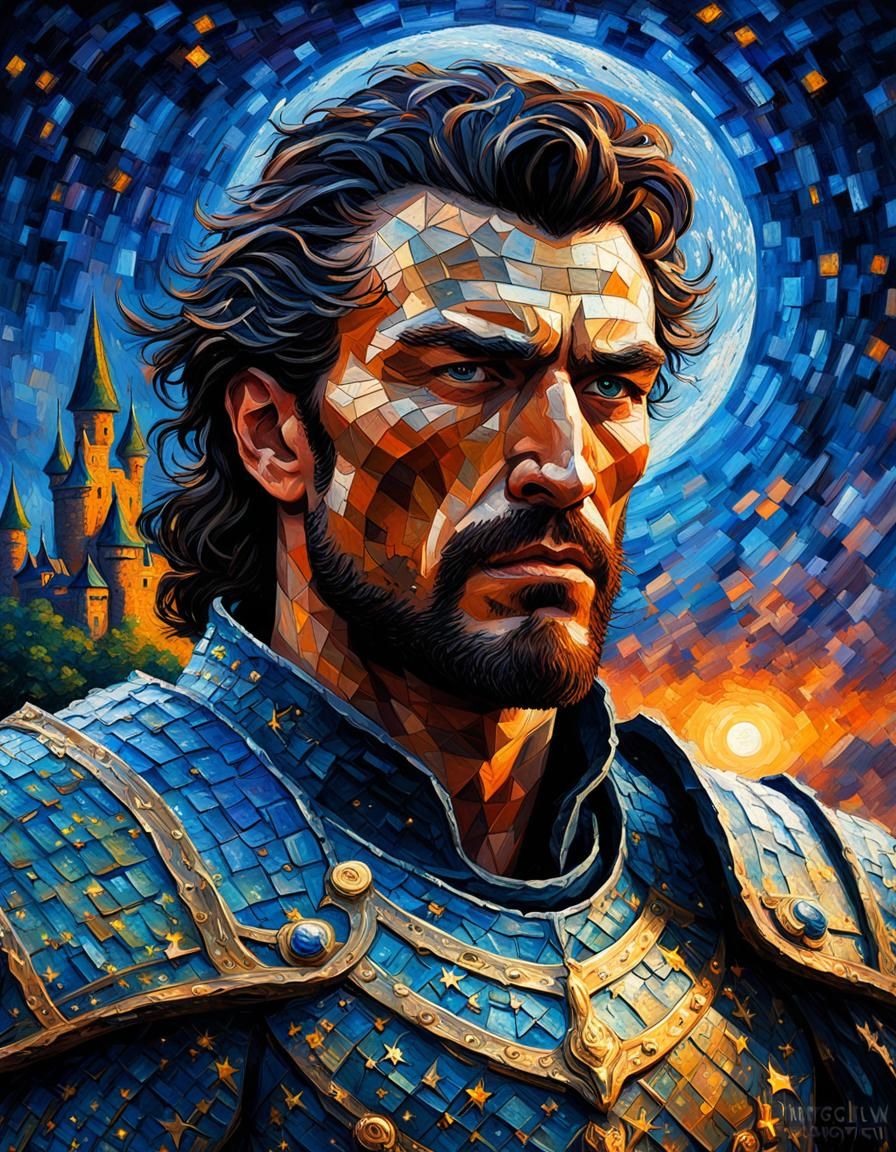 Fantasy Warrior Portrait with Palette Knife Texture