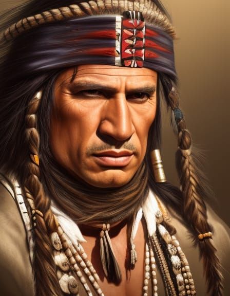 Comanche Chief Portrait in Apache Style