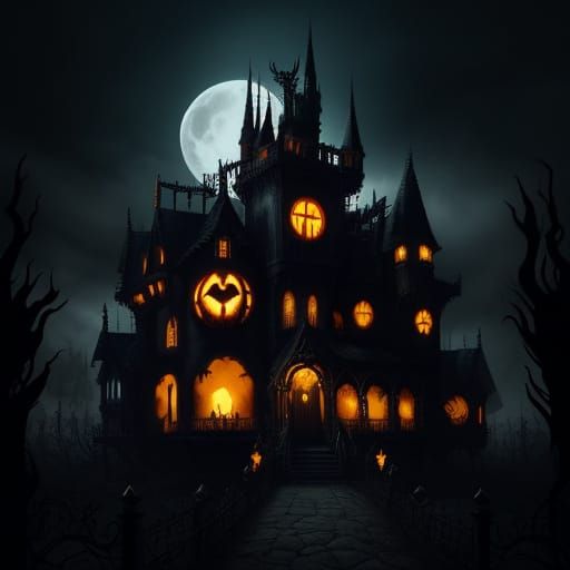 A Tim Burton-style haunted house