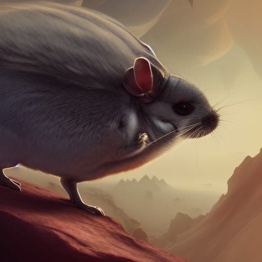 Detailed Chinchilla Matte Painting in Deep Color