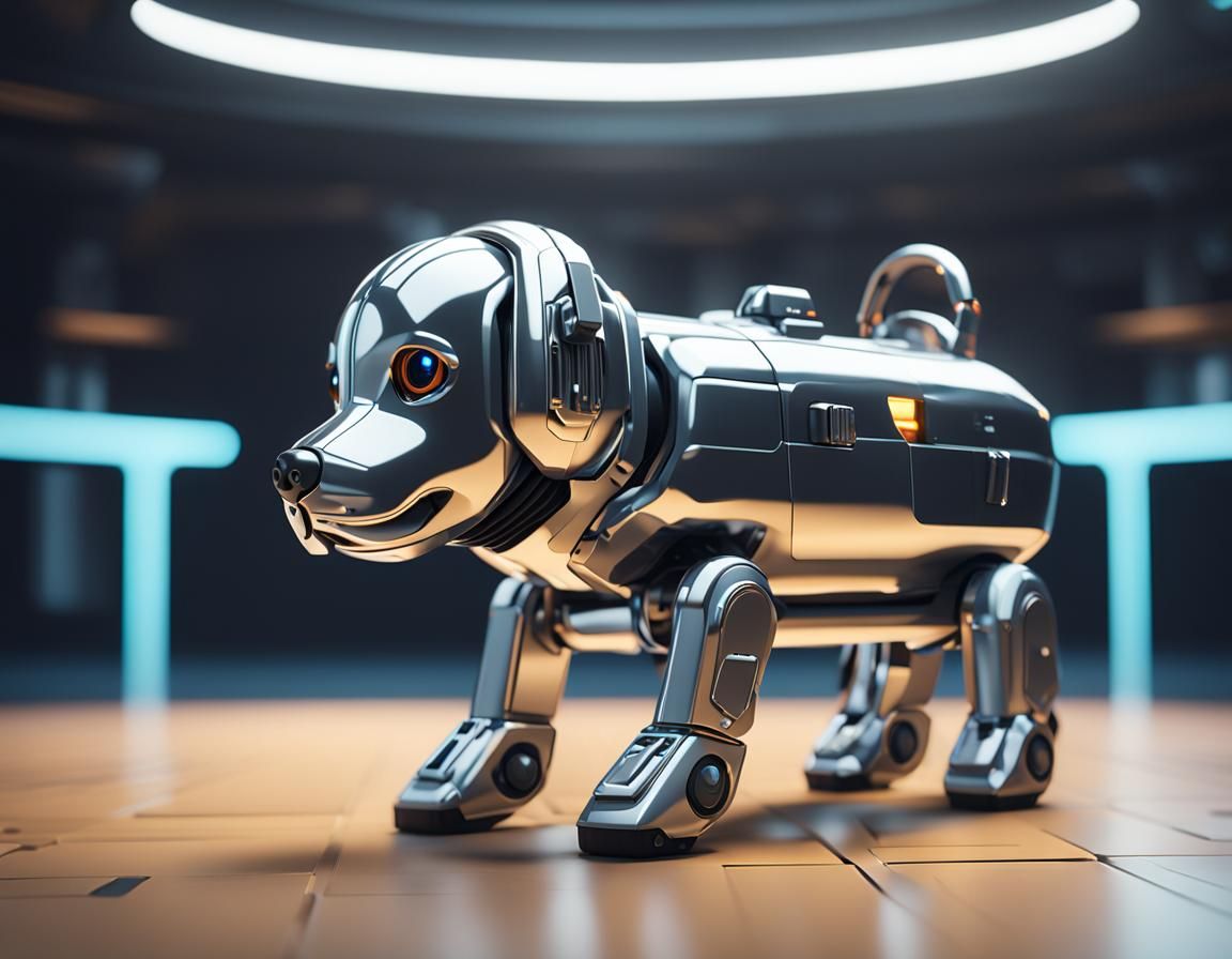 Futuristic Vacuum Cleaner Dog in Sci-Fi Style