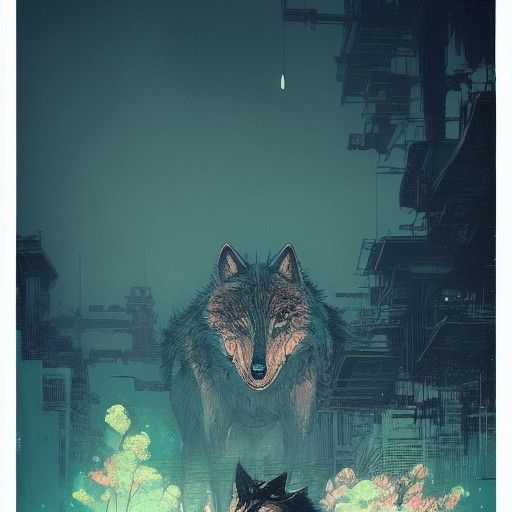 Intricate Wolf Artwork in Hyperdetailed Matte Photography