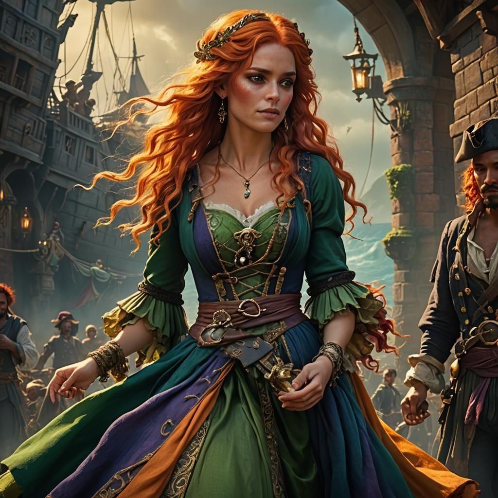 Pirate Princess with Child: Fantasy Concept Art