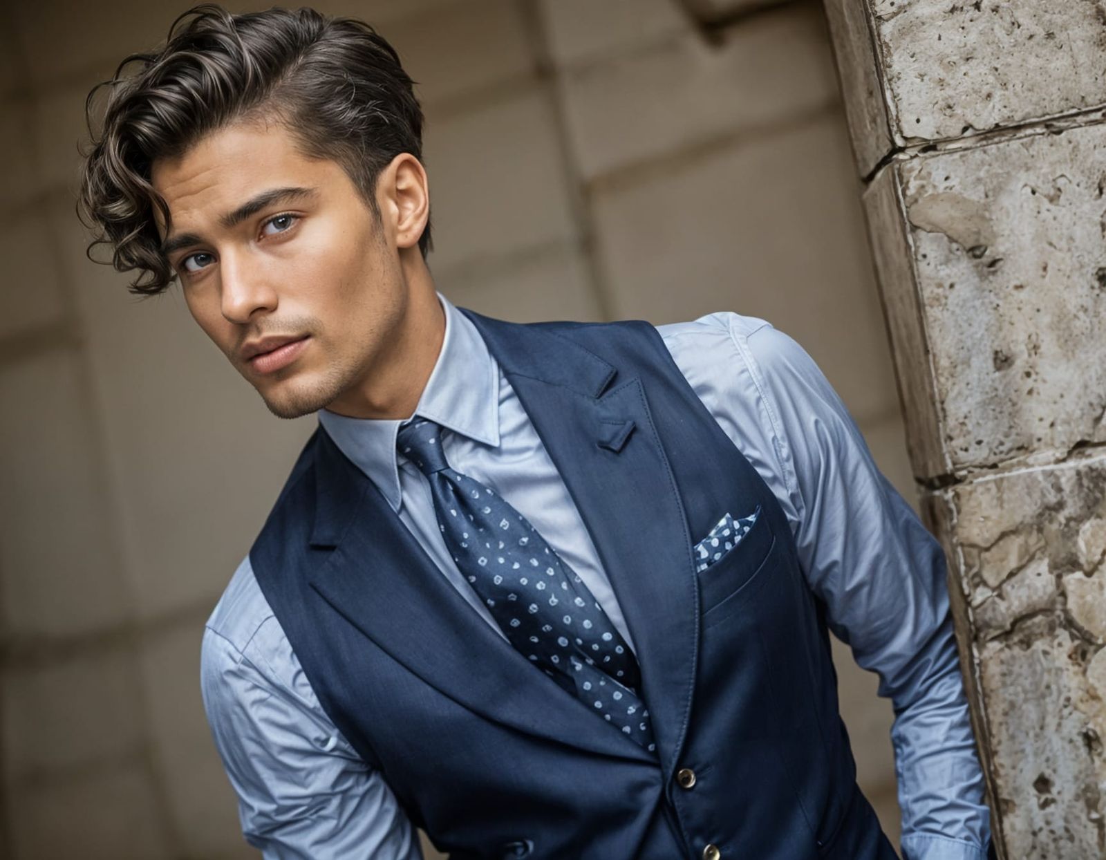 Hyperrealistic Portrait of a Handsome Man in Suit