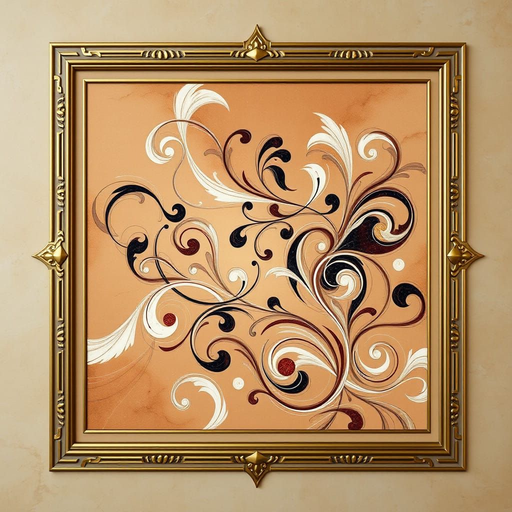 Elegant Art Deco Masterpiece in Gilded Frame with Polished M...