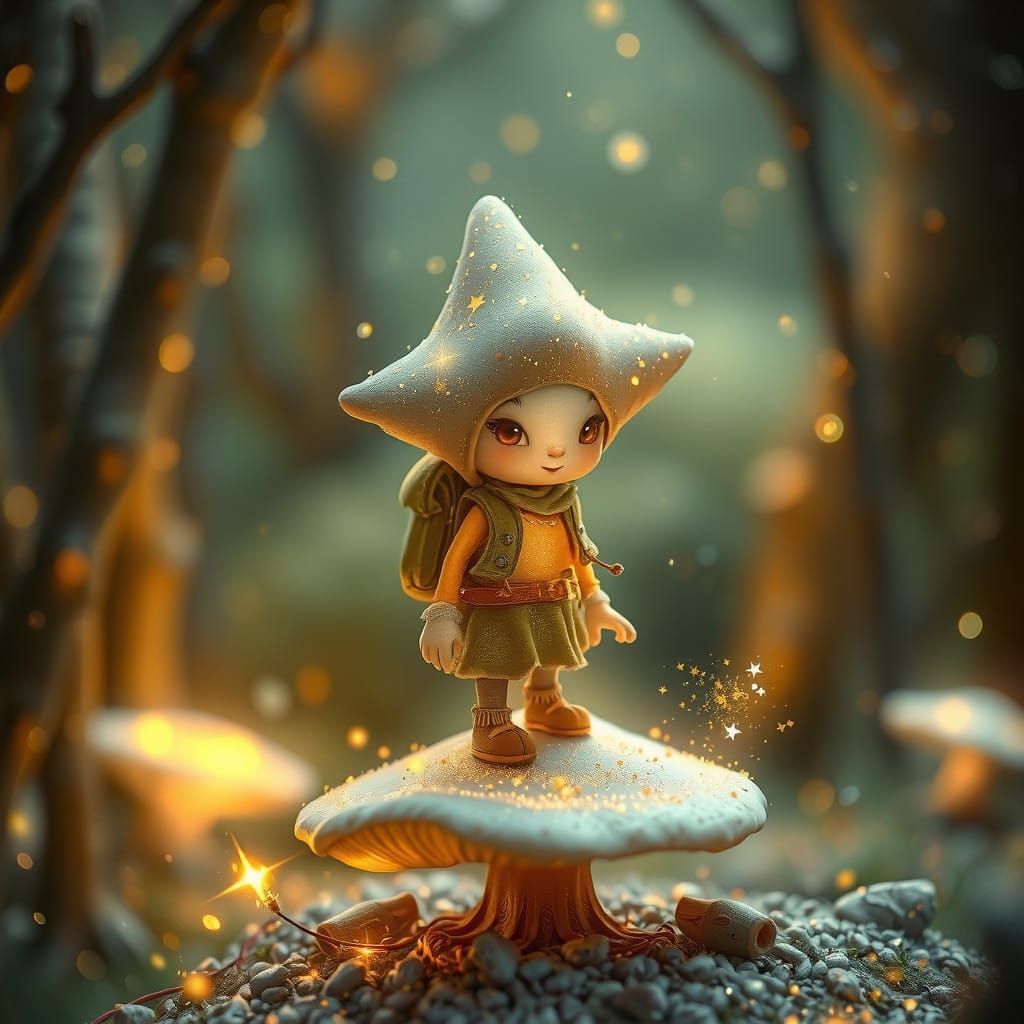 Ethereal Star Child Amidst Whimsical Forest