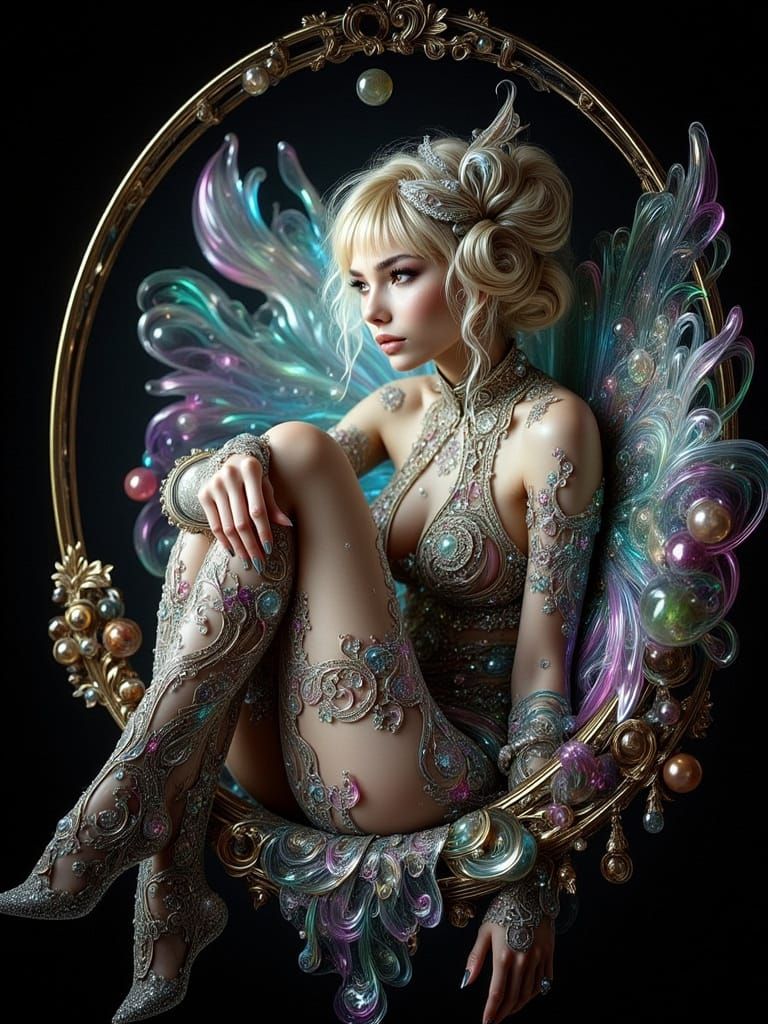 Golden Haired Woman in Ornate Frame