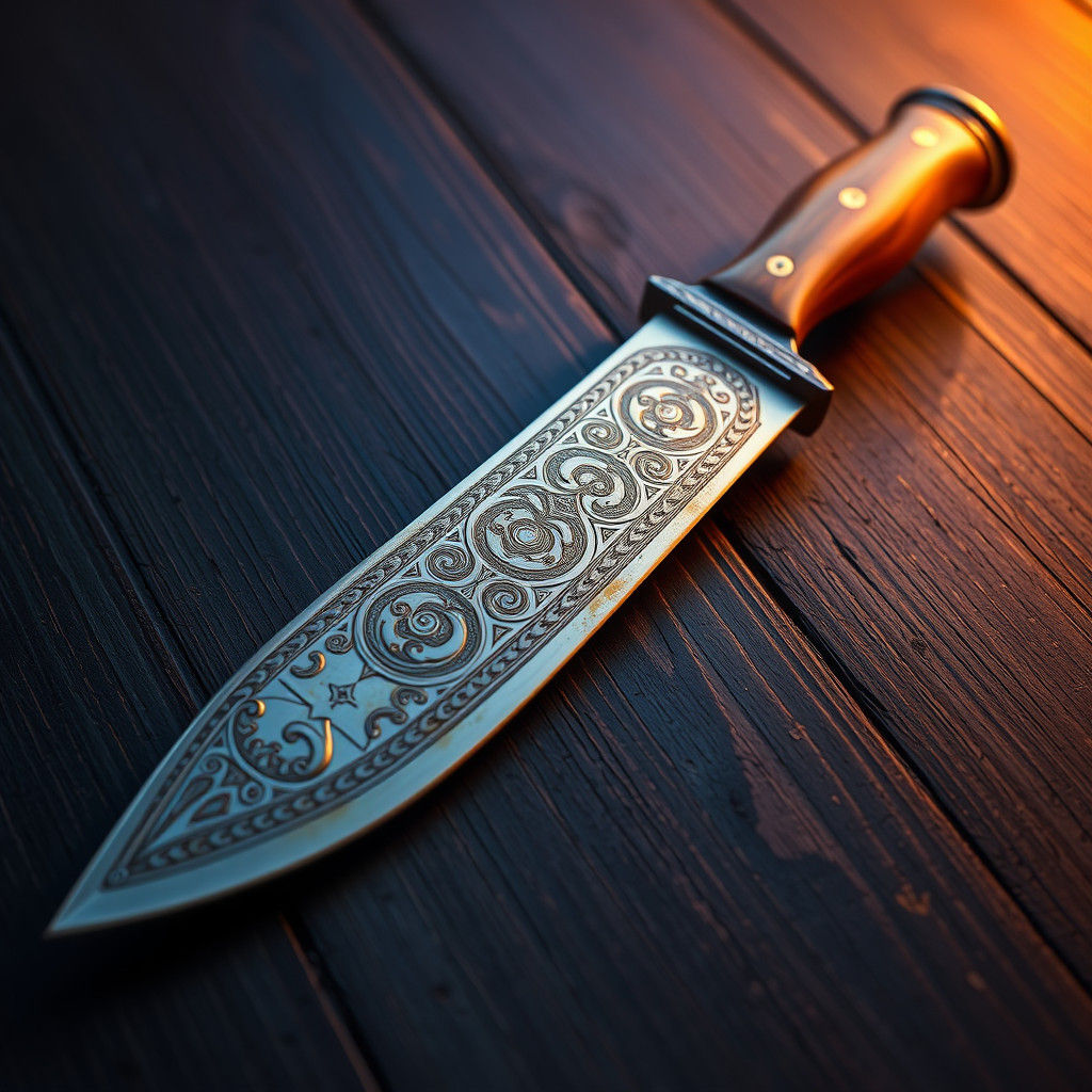 Ornate Knife with Celtic Knotwork in Digital Art Style